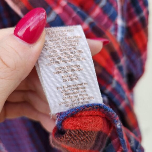 5/$100 SALE - Free People Dolman Sleeve Plaid Button Front - Picture 6 of 6